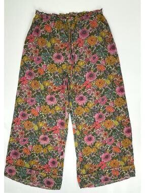 Natural Life Women’s Wide Leg Floral Sheer Lounge Pajama Style Pants Size Medium